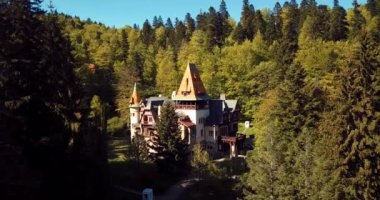 4K Aerial Footage of the Spectacular Green and Natural Forest View in Romanian Mountains, Pelisor