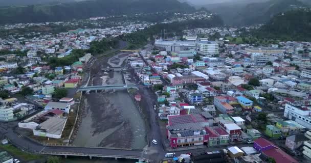 Aerial Footage Tropical Cruise Port Caribbean Sea Dominica Island — Stock videók