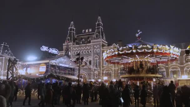 Carousel New Year Fair Red Square Moscow — Vídeo de Stock