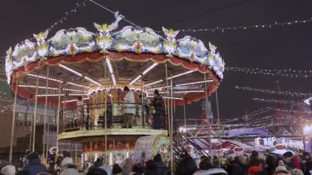 Carousel New Year Fair Red Square Moscow — Stock videók