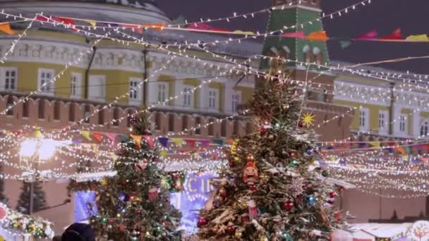 Árbol Navidad Fondo Del Kremlin Moscú — Vídeos de Stock