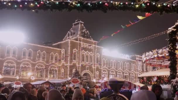 Έκθεση Πρωτοχρονιάς Όμορφο Φωτισμό Στο Κέντρο Της Μόσχας — Αρχείο Βίντεο