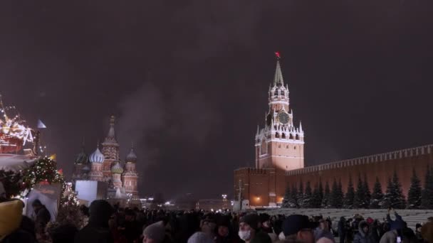 Emberek Téli Vörös Téren Járnak Moszkvában — Stock videók
