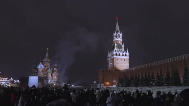 People Walk Winter Red Square Moscow — Vídeo de Stock