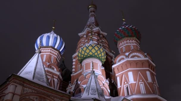 Catedral Vasilievsky Por Noche Plaza Roja Moscú — Vídeo de stock