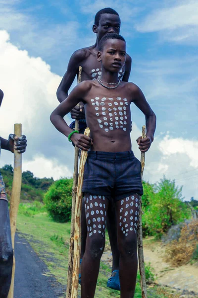 Долина Реки Омо Эфиопия Ноябрь 2020 Крупным Планом Портреты Молодых — стоковое фото