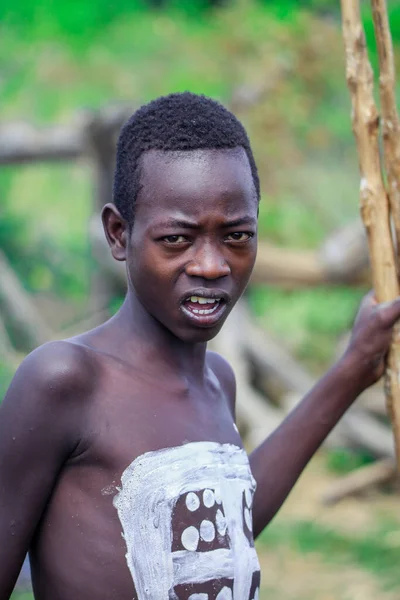 Vale Rio Omo Etiópia Novembro 2020 Close Retratos Meninos Tribo — Fotografia de Stock