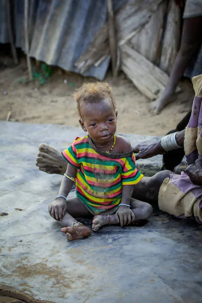 Vale Rio Omo Etiópia Novembro 2020 Close Retratos Crianças Tribo — Fotografia de Stock