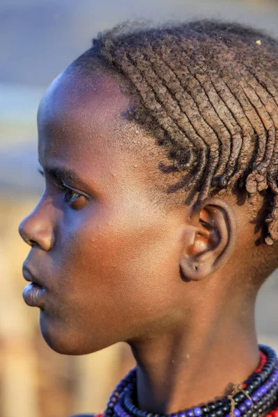 Omo River Valley Ethiopian November 2020 Close Portrait Dassanech Tribe — Stock Photo, Image