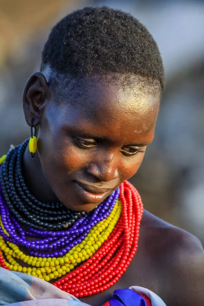 Omo River Valley Äthiopien November 2020 Nahaufnahme Porträt Einer Frau — Stockfoto