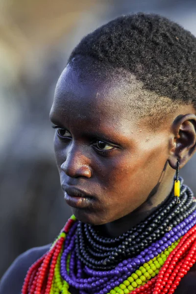 Omo River Valley Ethiopian November 2020 Close Portrait Dassanech Tribe — Stock Photo, Image