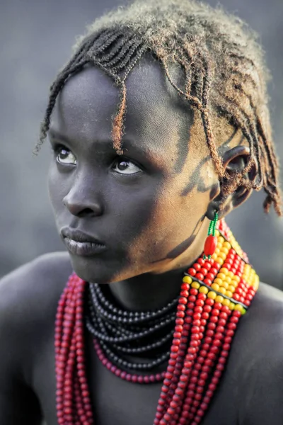 Omo River Valley Ethiopian November 2020 Close Portrait Dassanech Tribe — Stock Photo, Image