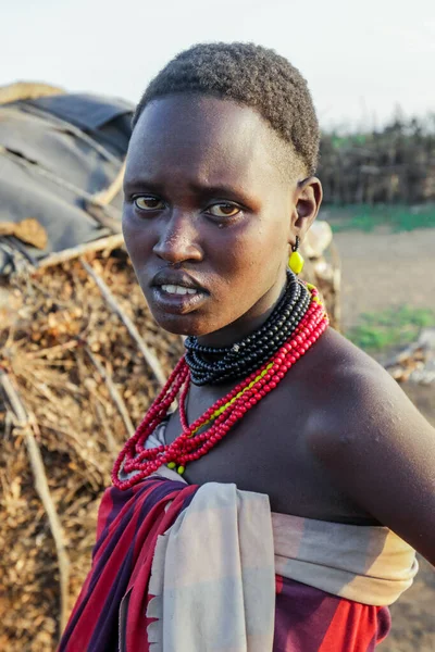 Omo River Valley Ethiopian November 2020 Close Portrait Dassanech Tribe — Stock Photo, Image