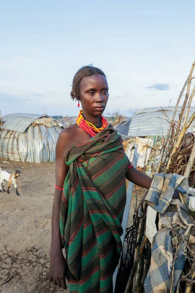 Omo River Valley Äthiopien November 2020 Dassanech Stammesfrau Mit Traditioneller — Stockfoto