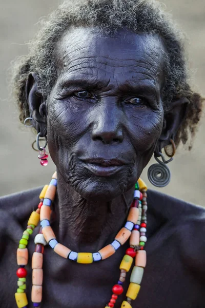Vale Rio Omo Etiópia Novembro 2020 Mulher Velha Tribo Dassanech — Fotografia de Stock
