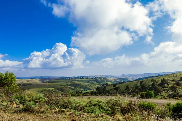 Vista Panoramica Sulle Montagne Simien Tra Nuvole Dalla Gondar Road — Foto Stock