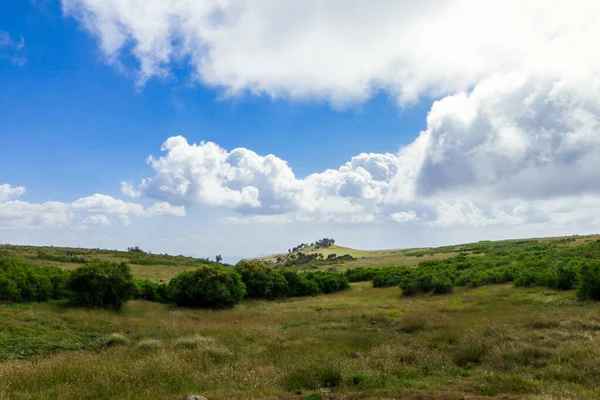 Panoramatický Výhled Pohoří Simien Green Valley Pod Modrým Nebem Poblíž — Stock fotografie
