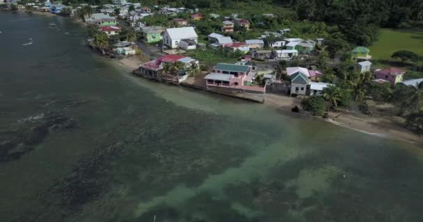 Aerial View Wild Green Calibishie Coastline Dominica Island Caribbean Sea — Stockvideo