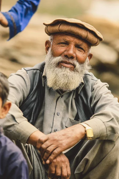 Gilgit Paquistão Junho 2018 Homem Paquistanês Velho Com Barba Branca — Fotografia de Stock