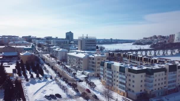 Luftaufnahme Des Zentrums Von Tscheboksary — Stockvideo