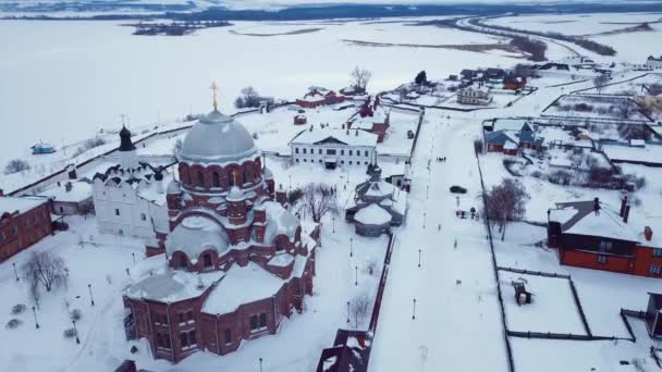 Vista Aérea Isla Sviyazhsk Lugares Interés Rusia — Vídeos de Stock