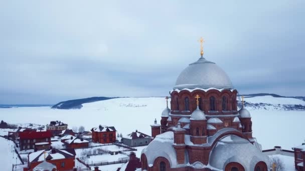 Luftaufnahme Der Swjaschsk Insel Sehenswürdigkeiten Russlands — Stockvideo