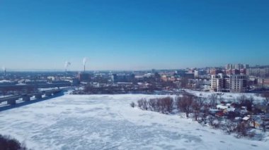 4K Kışlık Penza Şehri Hava Görüntüsü, Rus Kışı