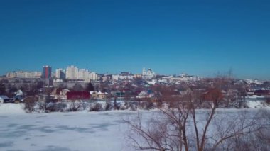 4K Kışlık Penza Şehri Hava Görüntüsü, Rus Kışı