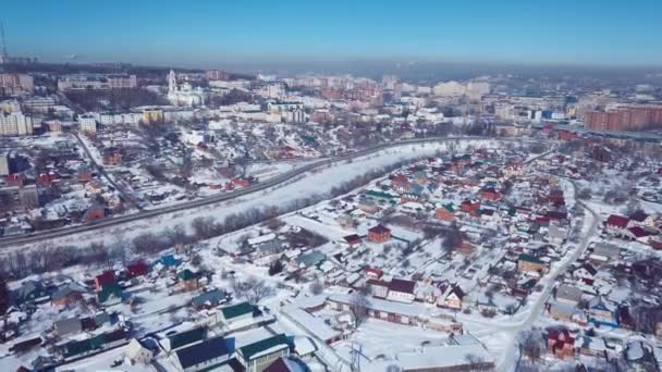 Vista Aérea Ciudad Invierno Penza Invierno Ruso — Vídeos de Stock