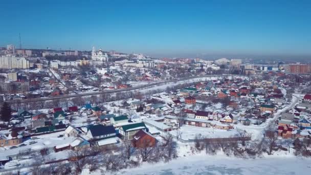 Αεροφωτογραφία Της Χειμερινής Πόλης Της Πένζα Ρωσικός Χειμώνας — Αρχείο Βίντεο