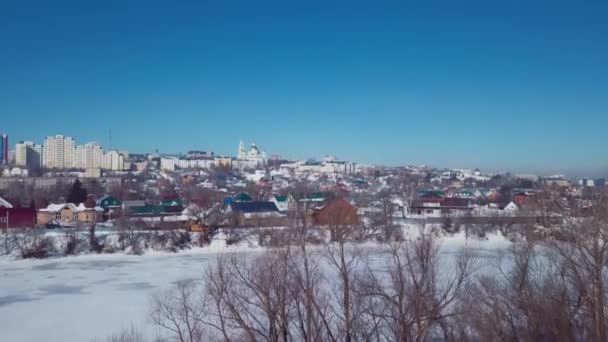 Kışlık Penza Şehri Hava Görüntüsü Rus Kışı — Stok video