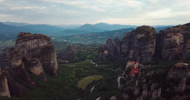 Veduta Aerea Delle Montagne Monasteri Meteora Grecia — Video Stock