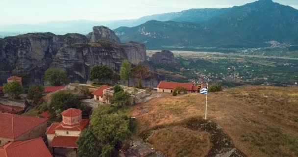 Vista Aérea Das Montanhas Dos Mosteiros Meteora Greece — Vídeo de Stock