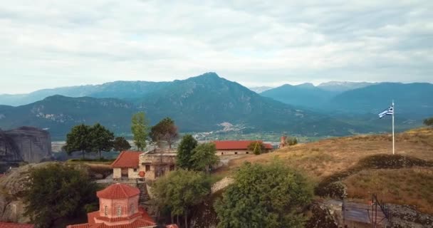 Αεροφωτογραφία Των Βουνών Και Των Μοναστηριών Των Μετεώρων Στην Ελλάδα — Αρχείο Βίντεο