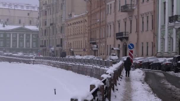 Görüntüler Petersburg Merkezinde Kar Yağışı — Stok video