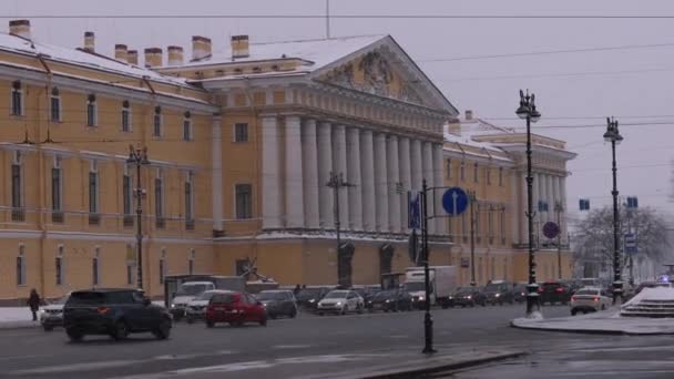Záběry Doprava Centru Petrohradu Zimě — Stock video