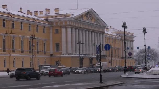 Кадры Движение Центре Санкт Петербурга Зимой — стоковое видео