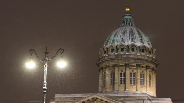 Görüntü Petersburg Manzarası Akşam Vakti Kar Altında — Stok video