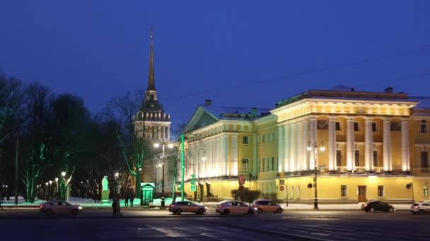 Кадры Вечернее Движение Центре Санкт Петербурга — стоковое видео