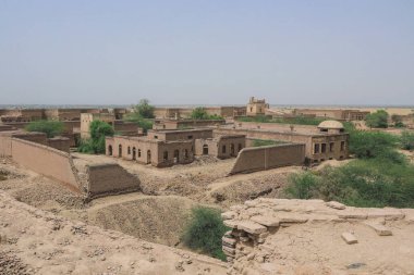 Pakistan Cholistan Çölü 'ndeki Derawar Kalesinin Kum Seddi Panoramik Görünümü