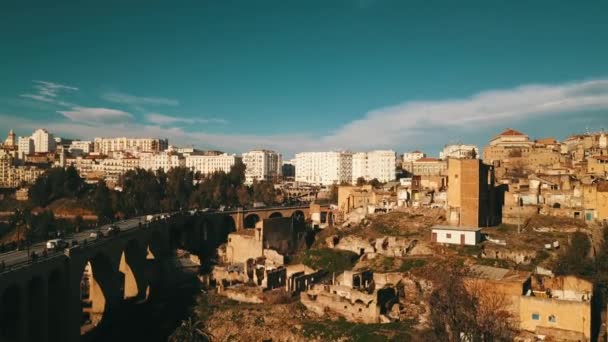 Footage Aerial View Ancient Constantine Algeria — Stock Video