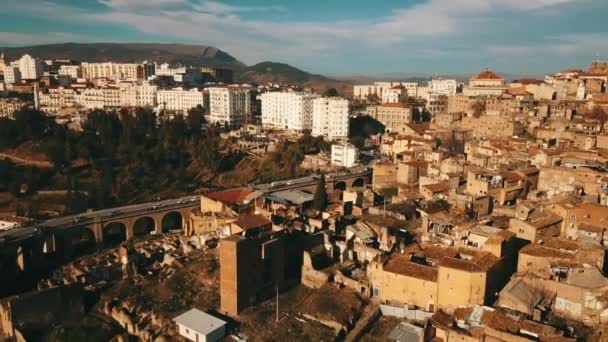 Filmagem Vista Aérea Antiga Constantine Argélia — Vídeo de Stock