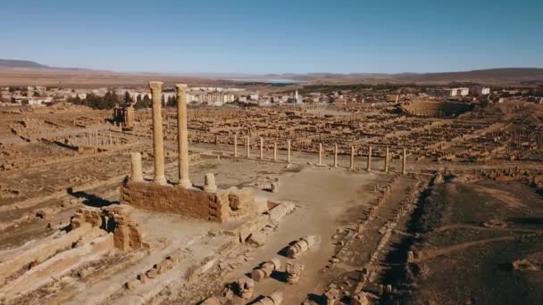 Footage Luftaufnahme Der Ruinen Des Antiken Timgad Algerien — Stockvideo