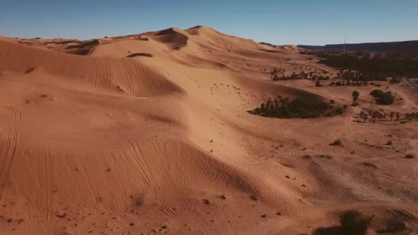 Footage Aerial View Sahara Desert Taghit Algeria — стокове відео
