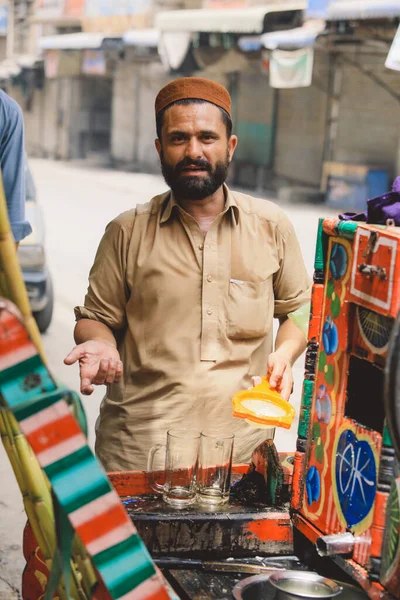 Пешавар Пакистан Липня 2021 Портрет Посміхненого Пакистанського Торговця Центральному Ринку — стокове фото