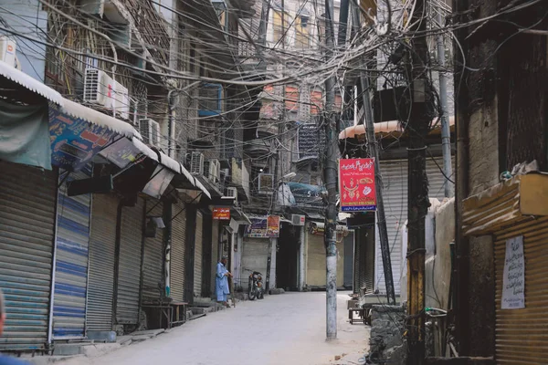 Daily Life View Peshawar City Center Üres Utcák Emberek Nélkül — Stock Fotó
