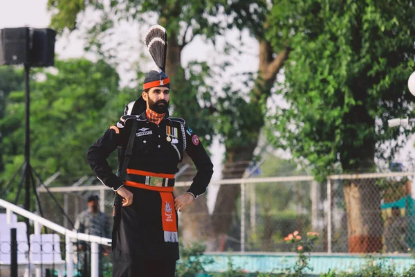 Wagah Border Pakistan Luglio 2021 Soldati Pakistani Uniforme Militare Brillante — Foto Stock