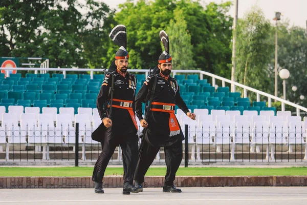 Frontera Wagah Pakistán Julio 2021 Soldados Pakistán Con Uniforme Militar — Foto de Stock