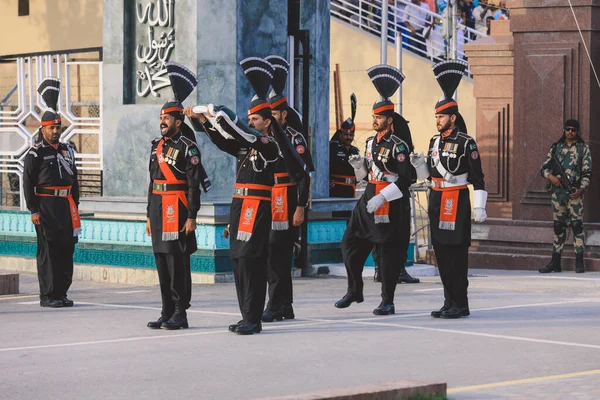 Frontera Wagah Pakistán Julio 2021 Soldados Pakistán Con Uniforme Militar — Foto de Stock