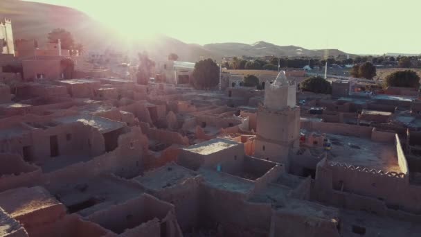 Film Flygfoto Den Autentiska Antika Taghit Saharaöknen Algeriet — Stockvideo